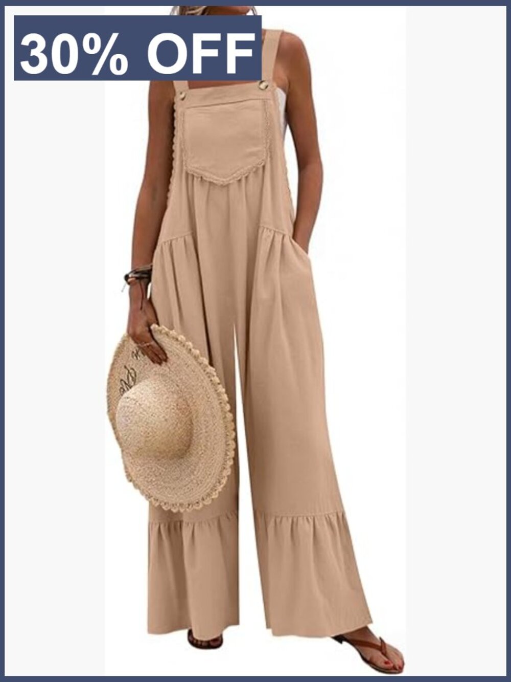 Wide Leg Lace Overalls Jumpsuit with Pockets